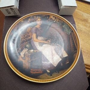 Norman Rockwell Decorative Plate - Gold and Brown